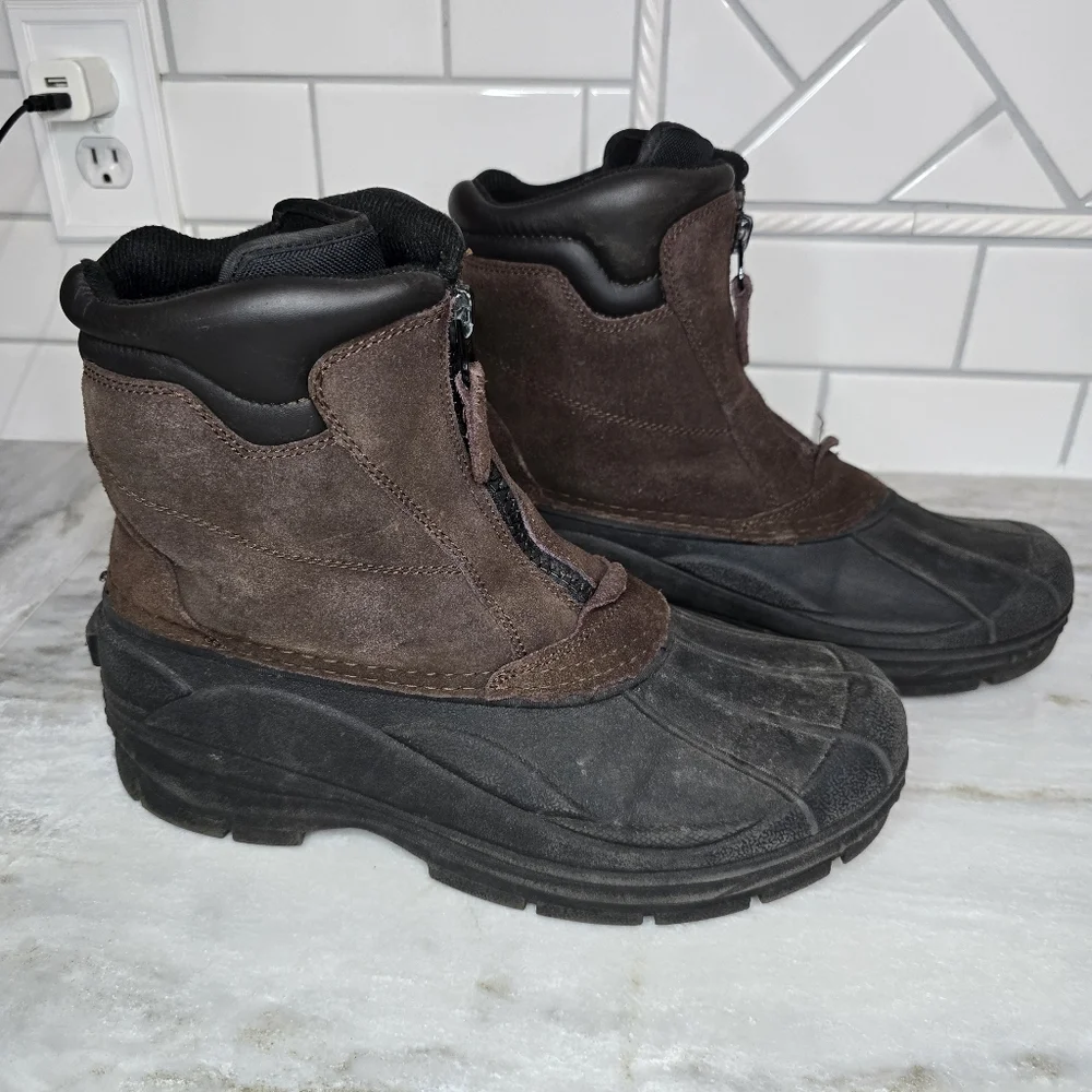 Totes WeatherProtectors Brown Suede Rubber Duck Boots Womens 9